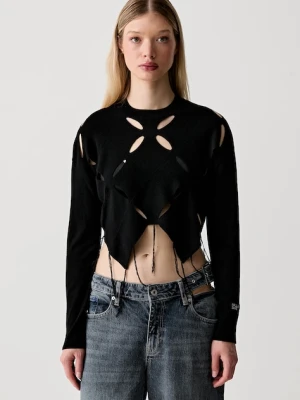 Karl Lagerfeld Jeans sweter damski z wiskozą czarny