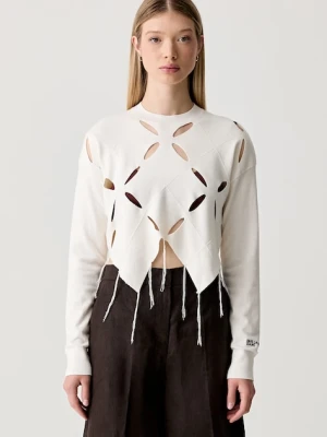 Karl Lagerfeld Jeans sweter damski z wiskozą beżowy