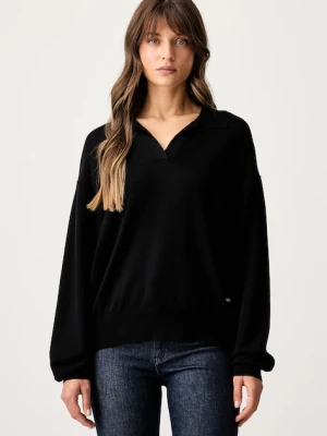 Karl Lagerfeld Jeans sweter damski z wiskozą czarny