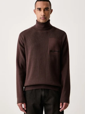 Karl Lagerfeld Jeans sweter męski z bawełną brązowy