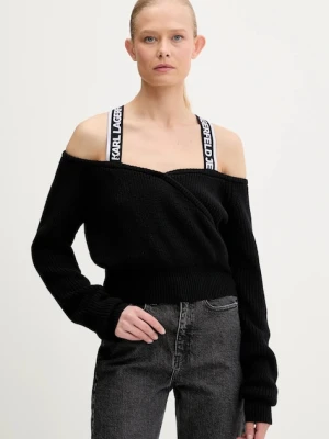 Karl Lagerfeld Jeans sweter z domieszką wełny damski kolor czarny ciepły A3W18009