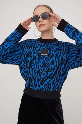 Karl Lagerfeld Jeans sweter z domieszką wełny damski kolor granatowy