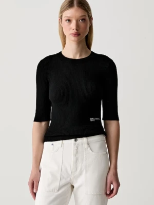 Karl Lagerfeld Jeans sweter z krótkim rękawem damski z wiskozą