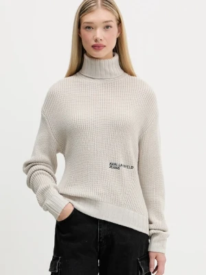 Karl Lagerfeld Jeans sweter z wełną damski kolor beżowy z golfem A4W18020