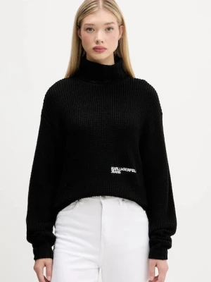 Karl Lagerfeld Jeans sweter z wełną damski kolor czarny z golfem A4W18020