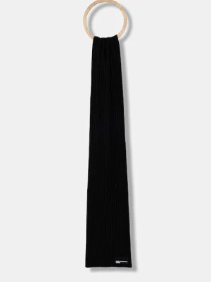 Karl Lagerfeld Jeans szalik z domieszką wełny damski kolor czarny melanżowy A4W33084