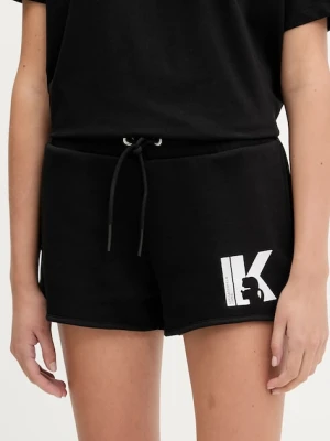 Karl Lagerfeld Jeans szorty damskie kolor czarny z aplikacją high waist A3W10125