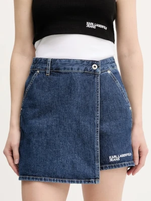 Karl Lagerfeld Jeans szorty jeansowe damskie kolor granatowy gładkie high waist A3W10133