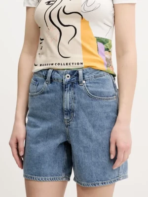 Karl Lagerfeld Jeans szorty jeansowe damskie kolor niebieski gładkie high waist A2W10041