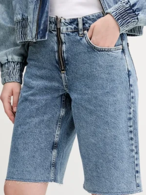 Karl Lagerfeld Jeans szorty jeansowe damskie kolor niebieski gładkie high waist A2W10042