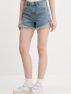 Karl Lagerfeld Jeans szorty jeansowe damskie kolor niebieski gładkie high waist A2W10088
