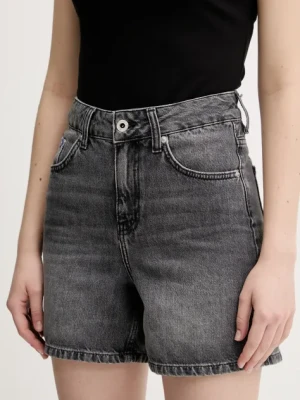 Karl Lagerfeld Jeans szorty jeansowe damskie kolor szary gładkie high waist A2W10040