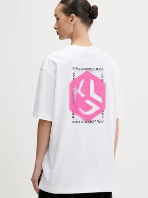 Karl Lagerfeld Jeans t-shirt bawełniany damski kolor beżowy B1W17059