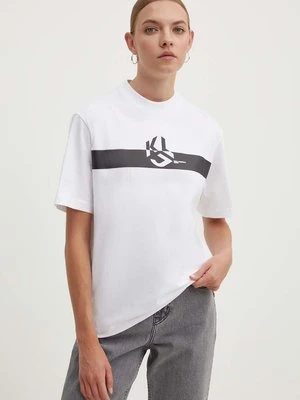 Karl Lagerfeld Jeans t-shirt bawełniany damski kolor biały 245J1700