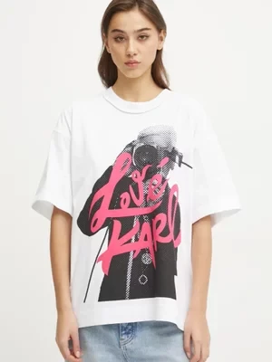 Karl Lagerfeld Jeans t-shirt bawełniany damski kolor biały A1W17150