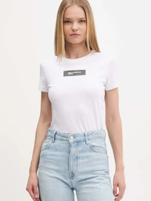 Karl Lagerfeld Jeans t-shirt bawełniany damski kolor biały A4W17002
