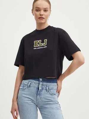 Karl Lagerfeld Jeans t-shirt bawełniany damski kolor czarny 245J1701