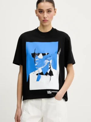 Karl Lagerfeld Jeans t-shirt bawełniany damski kolor czarny A2W17030