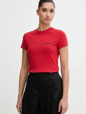 Karl Lagerfeld Jeans t-shirt bawełniany damski kolor czerwony A1W17004