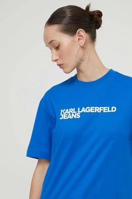 Karl Lagerfeld Jeans t-shirt bawełniany damski kolor niebieski