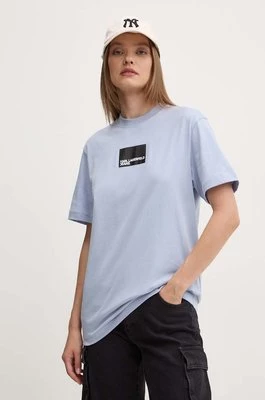 Karl Lagerfeld Jeans t-shirt bawełniany damski kolor niebieski