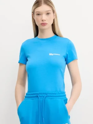 Karl Lagerfeld Jeans t-shirt bawełniany damski kolor niebieski A1W17004
