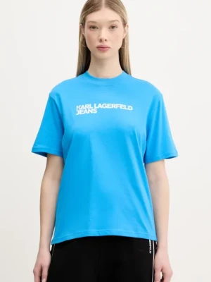 Karl Lagerfeld Jeans t-shirt bawełniany damski kolor niebieski A1W17005