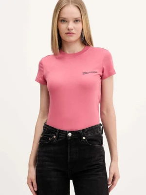 Karl Lagerfeld Jeans t-shirt bawełniany damski kolor pomarańczowy A1W17004