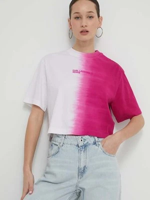 Karl Lagerfeld Jeans t-shirt bawełniany damski kolor różowy