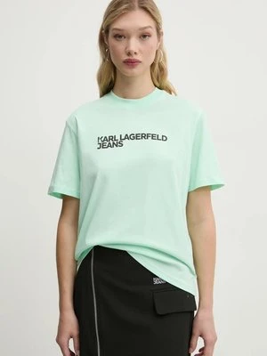 Karl Lagerfeld Jeans t-shirt bawełniany damski kolor zielony A1W17005