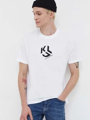 Karl Lagerfeld Jeans t-shirt bawełniany kolor biały z nadrukiem