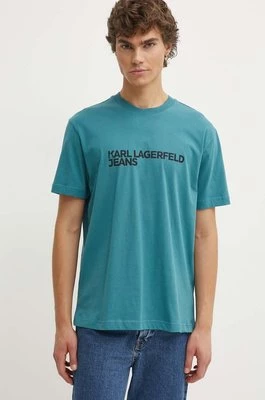 Karl Lagerfeld Jeans t-shirt bawełniany kolor turkusowy z nadrukiem