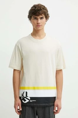Karl Lagerfeld Jeans t-shirt bawełniany męski kolor beżowy z nadrukiem 245D1702