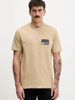 Karl Lagerfeld Jeans t-shirt bawełniany męski kolor beżowy z nadrukiem A1M17001