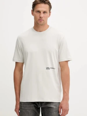 Karl Lagerfeld Jeans t-shirt bawełniany męski kolor beżowy z nadrukiem A4M17024