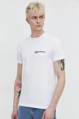 Karl Lagerfeld Jeans t-shirt bawełniany męski kolor biały z aplikacją