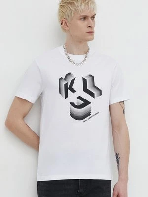 Karl Lagerfeld Jeans t-shirt bawełniany męski kolor biały z nadrukiem