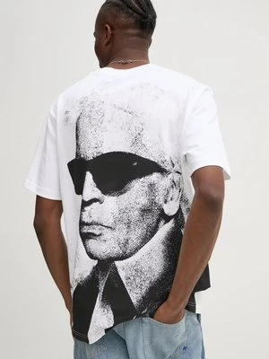 Karl Lagerfeld Jeans t-shirt bawełniany męski kolor biały z nadrukiem A1M17113