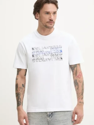 Karl Lagerfeld Jeans t-shirt bawełniany męski kolor biały z nadrukiem A2M17038