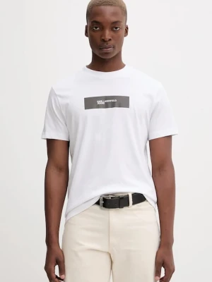 Karl Lagerfeld Jeans t-shirt bawełniany męski kolor biały z nadrukiem A4M17019