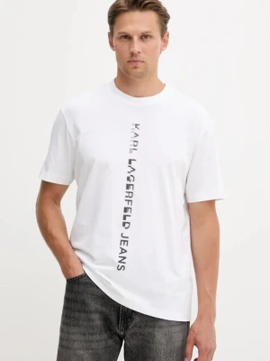 Karl Lagerfeld Jeans t-shirt bawełniany męski kolor biały z nadrukiem A4M17021