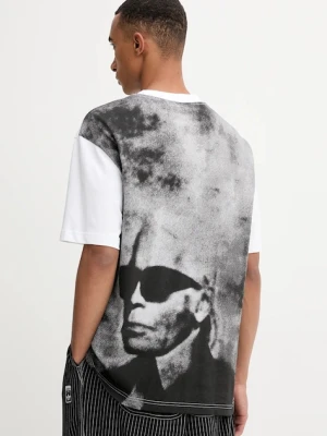 Karl Lagerfeld Jeans t-shirt bawełniany męski kolor biały z nadrukiem A4M17030