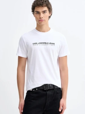 Karl Lagerfeld Jeans t-shirt bawełniany męski kolor biały z nadrukiem B1M17063