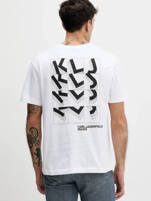 Karl Lagerfeld Jeans t-shirt bawełniany męski kolor biały z nadrukiem B1M17067