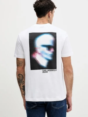 Karl Lagerfeld Jeans t-shirt bawełniany męski kolor biały z nadrukiem B1M17069