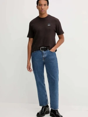 Karl Lagerfeld Jeans t-shirt bawełniany męski kolor brązowy z aplikacją A1M17049
