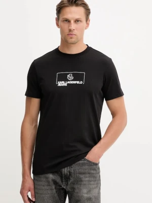 Karl Lagerfeld Jeans t-shirt bawełniany męski kolor czarny z nadrukiem A4M17020