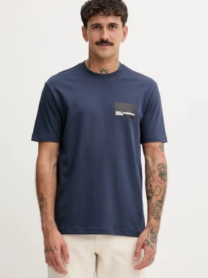 Karl Lagerfeld Jeans t-shirt bawełniany męski kolor granatowy z nadrukiem A1M17001