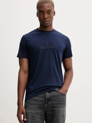 Karl Lagerfeld Jeans t-shirt bawełniany męski kolor granatowy z nadrukiem A4M17020
