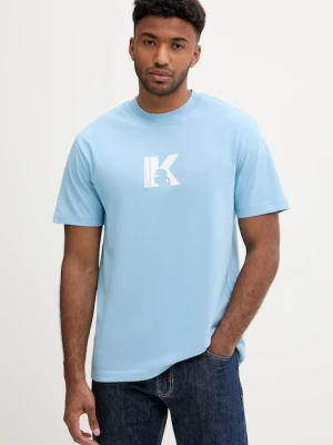 Karl Lagerfeld Jeans t-shirt bawełniany męski kolor niebieski z aplikacją A3M17057